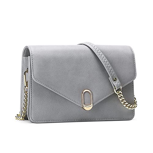 Peacocktion Damen Umhängetasche, Kleine Crossbody Taschen Geldbörse Handtasche Schultertasche Reisepass Handytasche Geldbeutel mit RFID Kartenfächer, 06-Grau von Peacocktion