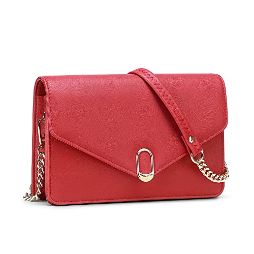 Peacocktion Damen Umhängetasche, Kleine Crossbody Taschen Geldbörse Handtasche Schultertasche Reisepass Handytasche Geldbeutel mit RFID Kartenfächer, 06-Rot von Peacocktion