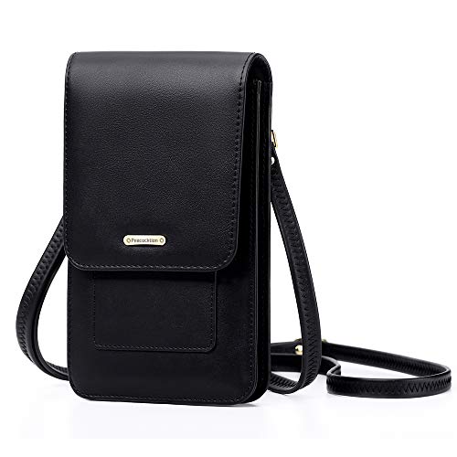 Peacocktion Handytasche zum Umhängen, Kleine Handy Umhängetasche Damen, Crossbody Handytasche Geldbörse, Handy Umhängetasche mit Kartenfächer, 001-Schwarz von Peacocktion