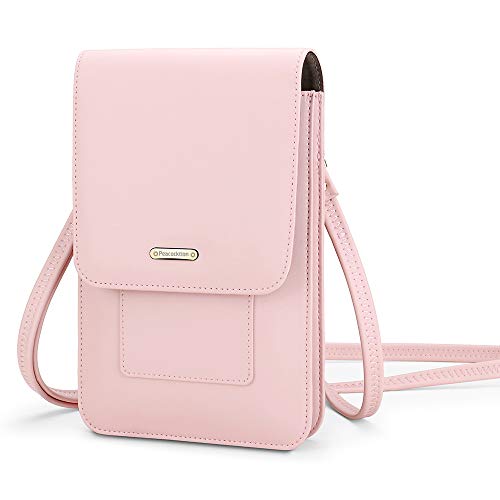 Peacocktion Handytasche zum Umhängen, Kleine Handy Umhängetasche Damen, Crossbody Handytasche Geldbörse, Handy Umhängetasche mit Kartenfächer, 01-Rosa von Peacocktion