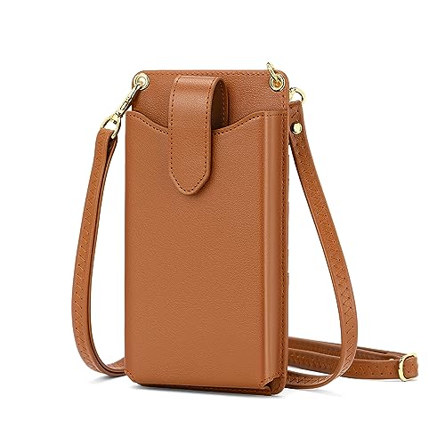 Peacocktion Handytasche zum Umhängen, Kleine Umhängetasche Damen, Crossbody Handytasche Geldbörse, Handy Umhängetasche mit Kartenfächer, Crossbody Tasche für Damen, 01-Braun von Peacocktion