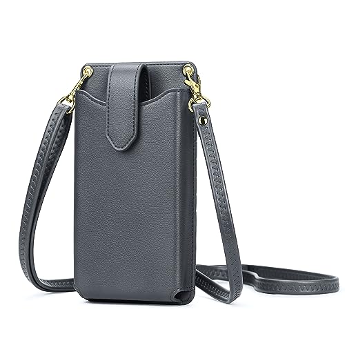 Peacocktion Handytasche zum Umhängen, Kleine Umhängetasche Damen, Crossbody Handytasche Geldbörse, Handy Umhängetasche mit Kartenfächer, Crossbody Tasche für Damen, 01-Dunkel Grau von Peacocktion