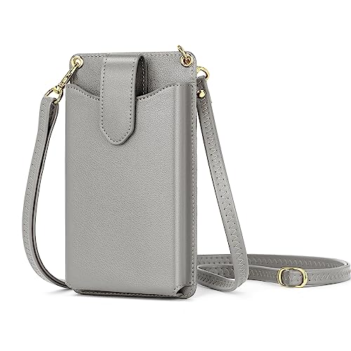 Peacocktion Handytasche zum Umhängen, Kleine Umhängetasche Damen, Crossbody Handytasche Geldbörse, Handy Umhängetasche mit Kartenfächer, Crossbody Tasche für Damen, 01-Licht Grau von Peacocktion