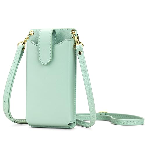 Peacocktion Handytasche zum Umhängen, Kleine Umhängetasche Damen, Crossbody Handytasche Geldbörse, Handy Umhängetasche mit Kartenfächer, Crossbody Tasche für Damen, 01-Licht Grün von Peacocktion