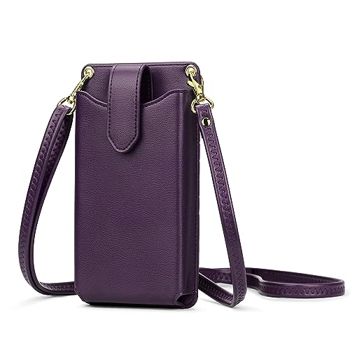 Peacocktion Handytasche zum Umhängen, Kleine Umhängetasche Damen, Crossbody Handytasche Geldbörse, Handy Umhängetasche mit Kartenfächer, Crossbody Tasche für Damen, 01-Lila von Peacocktion