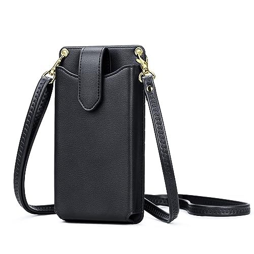 Peacocktion Handytasche zum Umhängen, Kleine Umhängetasche Damen, Crossbody Handytasche Geldbörse, Handy Umhängetasche mit Kartenfächer, Crossbody Tasche für Damen, 01-Schwarz von Peacocktion