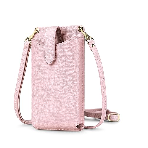 Peacocktion Handytasche zum Umhängen, Kleine Umhängetasche Damen, Crossbody Handytasche Geldbörse, Handy Umhängetasche mit Kartenfächer, Crossbody Tasche für Damen, 02-Rosa Litchi von Peacocktion