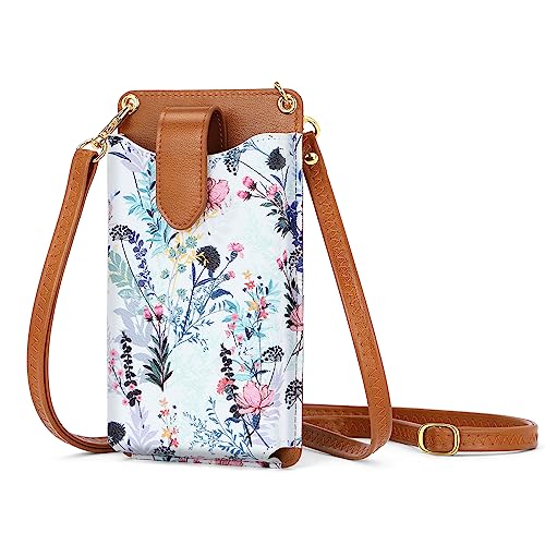 Peacocktion Handytasche zum Umhängen, Kleine Umhängetasche Damen, Crossbody Handytasche Geldbörse, Handy Umhängetasche mit Kartenfächer, Crossbody Tasche für Damen, 05-Braun Floral von Peacocktion