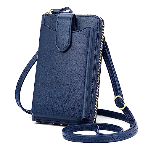 Peacocktion Kleine Handytasche zum Umhängen Damen, Umhängetasche Multifunktionale Geldbörse Schultertasche mit Vielen Fächern und Kartenfächer, Handtasche Damen umhängetasche, A1-Blau von Peacocktion