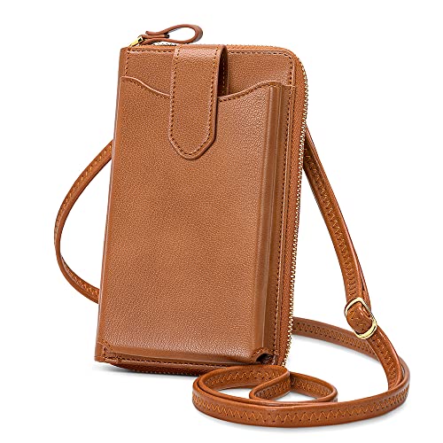 Peacocktion Kleine Handytasche zum Umhängen Damen, Umhängetasche Multifunktionale Geldbörse Schultertasche mit Vielen Fächern und Kartenfächer, Handtasche Damen umhängetasche, A1-Braun von Peacocktion