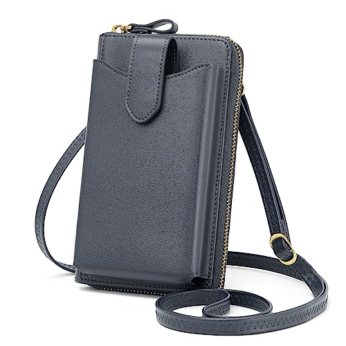 Peacocktion Kleine Handytasche zum Umhängen Damen, Umhängetasche Multifunktionale Geldbörse Schultertasche mit Vielen Fächern und Kartenfächer, Handtasche Damen umhängetasche, A1-Dunkel Grau von Peacocktion