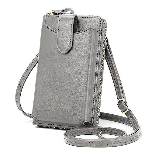 Peacocktion Kleine Handytasche zum Umhängen Damen, Umhängetasche Multifunktionale Geldbörse Schultertasche mit Vielen Fächern und Kartenfächer, Handtasche Damen umhängetasche, A1-Licht Grau von Peacocktion