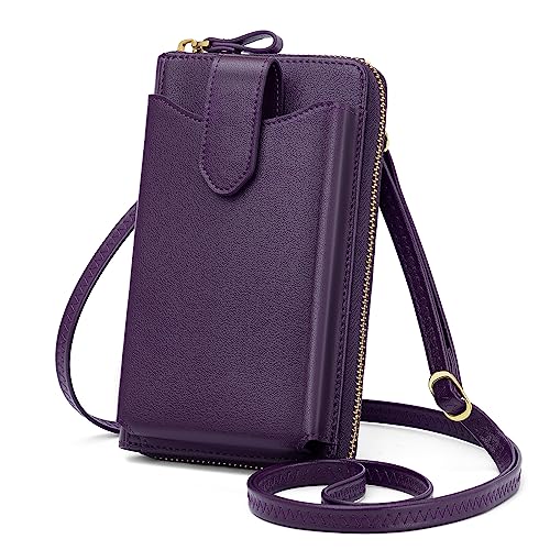 Peacocktion Kleine Handytasche zum Umhängen Damen, Umhängetasche Multifunktionale Geldbörse Schultertasche mit Vielen Fächern und Kartenfächer, Handtasche Damen umhängetasche, A1-Lila von Peacocktion