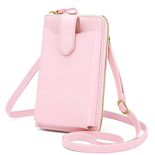 Peacocktion Kleine Handytasche zum Umhängen Damen, Umhängetasche Multifunktionale Geldbörse Schultertasche mit Vielen Fächern und Kartenfächer, Handtasche Damen umhängetasche, A1-Rosa von Peacocktion