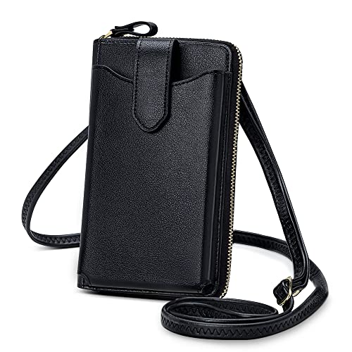 Peacocktion Kleine Handytasche zum Umhängen Damen, Umhängetasche Multifunktionale Geldbörse Schultertasche mit Vielen Fächern und Kartenfächer, Handtasche Damen umhängetasche, A01-Schwarz von Peacocktion