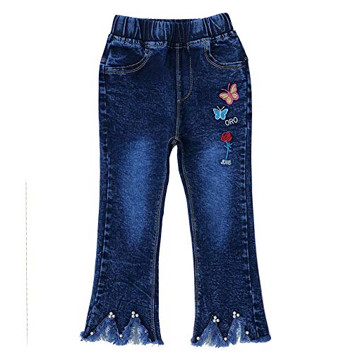 2-6T Infant Little Kids Mädchen Stickerei Schmetterling Jeans Jeans Hose (Schmetterling.3-4J) von Peacolate