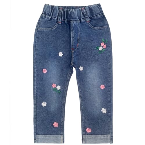 Peacolate 2-10Jahre Frühling Herbst Sommer Kleine Mädchen gestickte Denim Jeans (Grass,4-5Jahre) von Peacolate