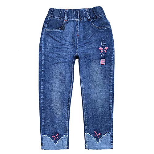 Peacolate 2-6T Infant Little Kids Mädchen Stickerei Liebe Jeans Jeanshose (Liebe.5-6J) von Peacolate