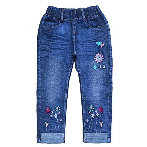 Peacolate 2-6T Infant Little Kids Mädchen Stickerei Smile Jeans Jeanshose (Lächeln.2-3Y) von Peacolate