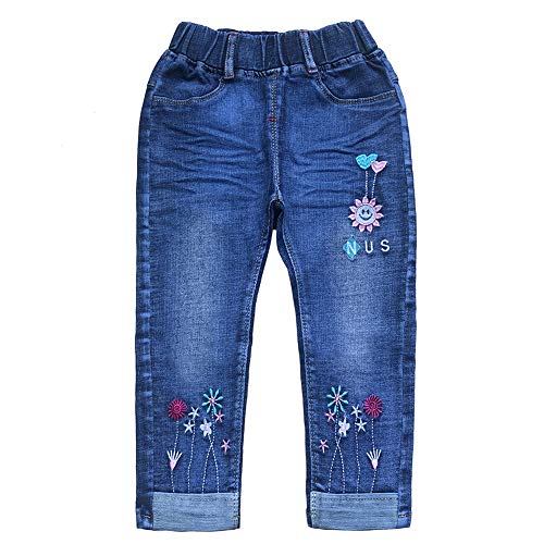 Peacolate 2-6T Infant Little Kids Mädchen Stickerei Smile Jeans Jeanshose (Lächeln.5-6Y) von Peacolate