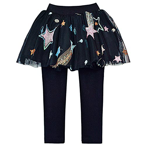 Peacolate 2-8 Jahre Mädchen Elastisch Fußlose Schwarz Leggings Bunt Sterne Mustern Spitzehose Rüschen Tutu Rock funkeln Pailletten Culottes Baumwolle Hose(Rosa,2Jahre) von Peacolate