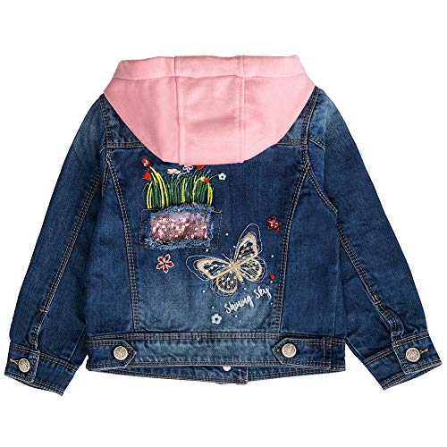 Peacolate 2-8 Jahre kleine Mädchen Pailletten Mäntel Stickerei Schmetterling Jeansjacke (Vogel,10-11J) von Peacolate