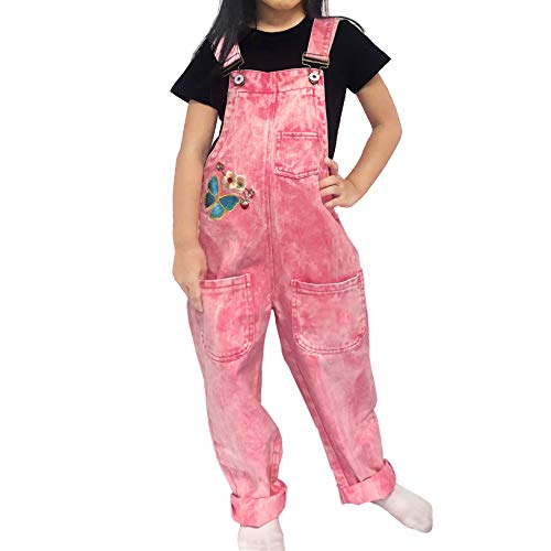 Peacolate 3-16Jahre Girls Pink bestickter Denim Overalls Denim Jumpsuits & Strampler Big Girls Pants (Rosa, 11-12J) von Peacolate