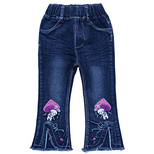 Peacolate 3-7T Infant Little Kids Mädchen Stickerei Pilz Jeans Jeans Hose (Pilz,3-4J) von Peacolate