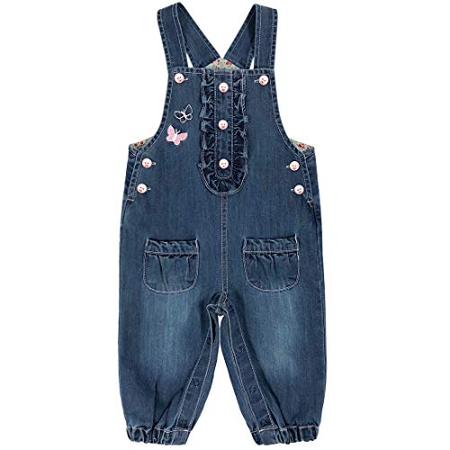 Peacolate 3M-2Jahre Säugling Baby Mädchen Denim Overall Bestickter Latzhose Jeanshose(12-18m,Schmetterling) von Peacolate