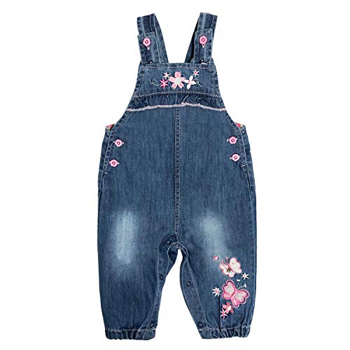 Peacolate 3m-24 Month Säuglings Baby Mädchen Denim Overall Bestickte Latzhose(Schmetterling,3-6M) von Peacolate