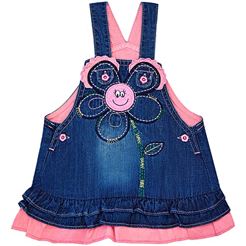 Peacolate 6M-24M Baby Mädchen Denim Casual Smile Trägerkleid Elastisch süße Rock (Rosa Smile, 6-9 Monate) von Peacolate