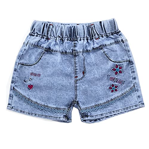 Peacolate 7-11T Little & Big Kids Mädchen Emboridery Flower Floret Denim Shorts Jeans(10T, Herz) von Peacolate