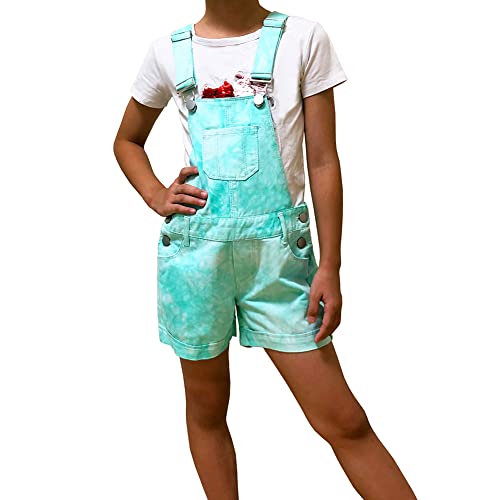 Peacolate Sommer kleines Mädchen Denim Shortalls Flip Pailletten Stickerei Star Blau Lätzchen Strampler Shorts Kurz Jeanshose Hosenträger Latzhose (grün, 5–6 Jahre) von Peacolate