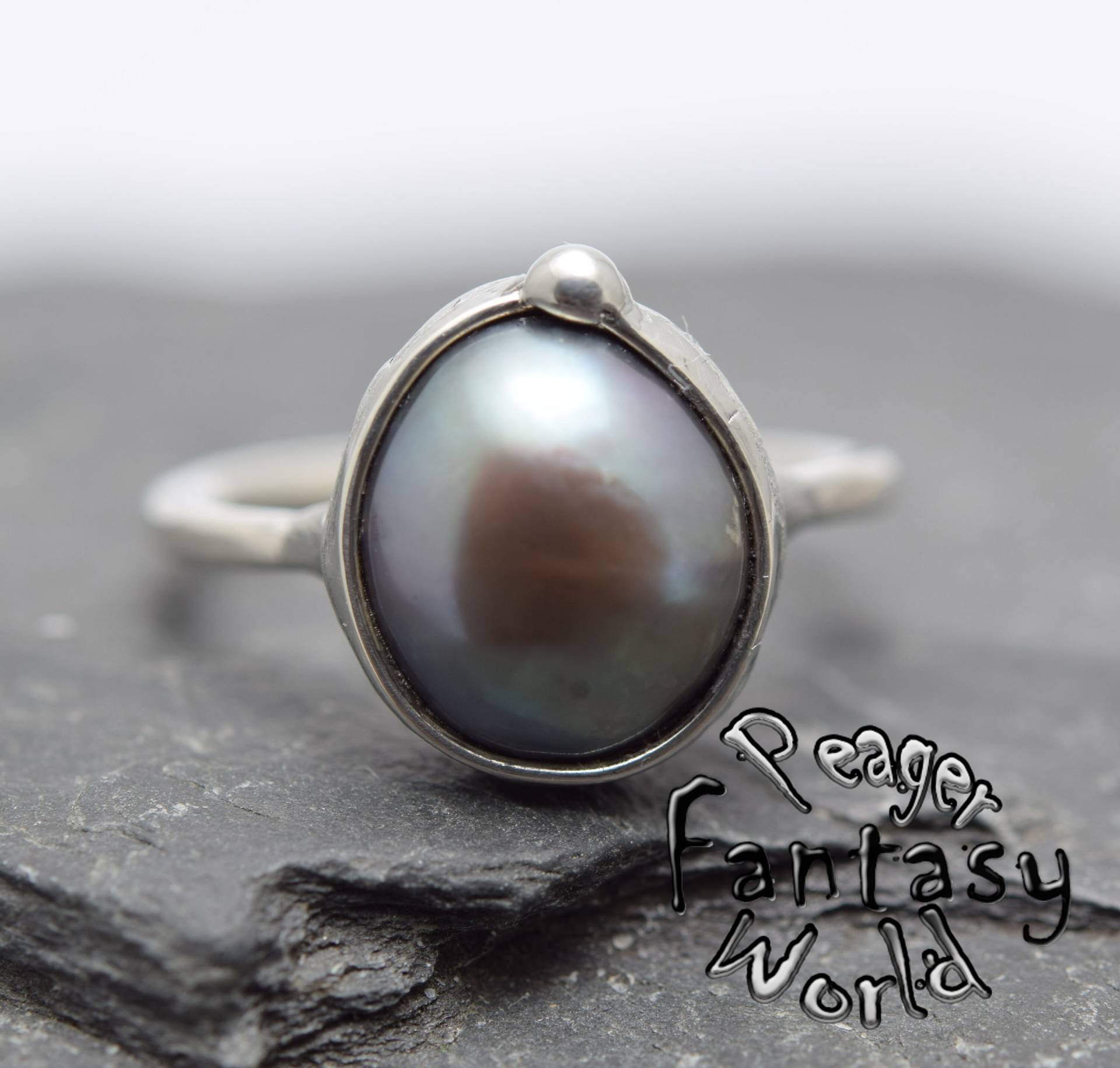 Perlen Ring, Stein Ring, Frauen Ring, Heilstein, Frauen Schmuck, Metallarbeit Schmuck, Edelstein Ring, Chakra Anhänger, Sterling Silber Ring von PeagerFantasyWorld