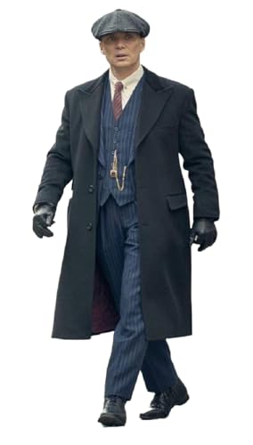 1920er Grit Gentleman Wollmantel – Herren Peaky Thomas Cillian Murphy Wool Long Coat – Herrenmantel, 01. Langer Mantel aus schwarzer Wolle, XXL von Peak Fashions