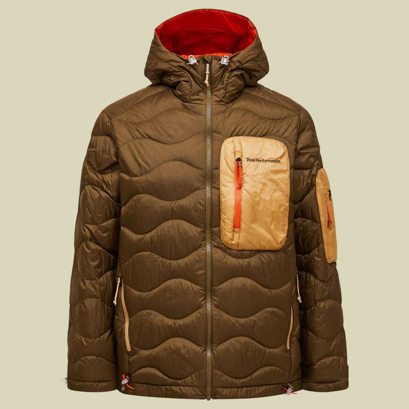 Helium Utility Down Hood Jacket Men S braun - meadow moss / sierra sand von Peak Performance