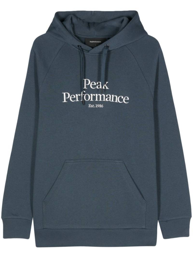 Peak Performance logo-embroidered performance hoodie - Blau von Peak Performance
