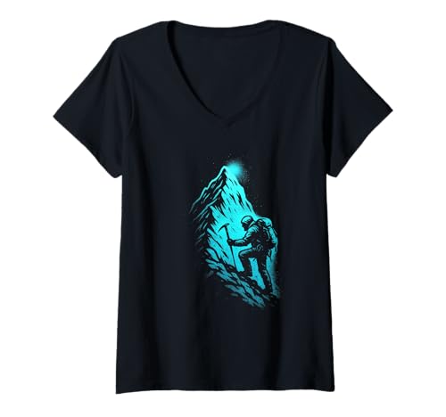 Damen Bergsteigen Graffiti Klettern Kunstwerk T-Shirt mit V-Ausschnitt Damen Bergsteigen Graffiti Klettern Kunstwerk T-Shirt mit V-Ausschnitt von Peak Street
