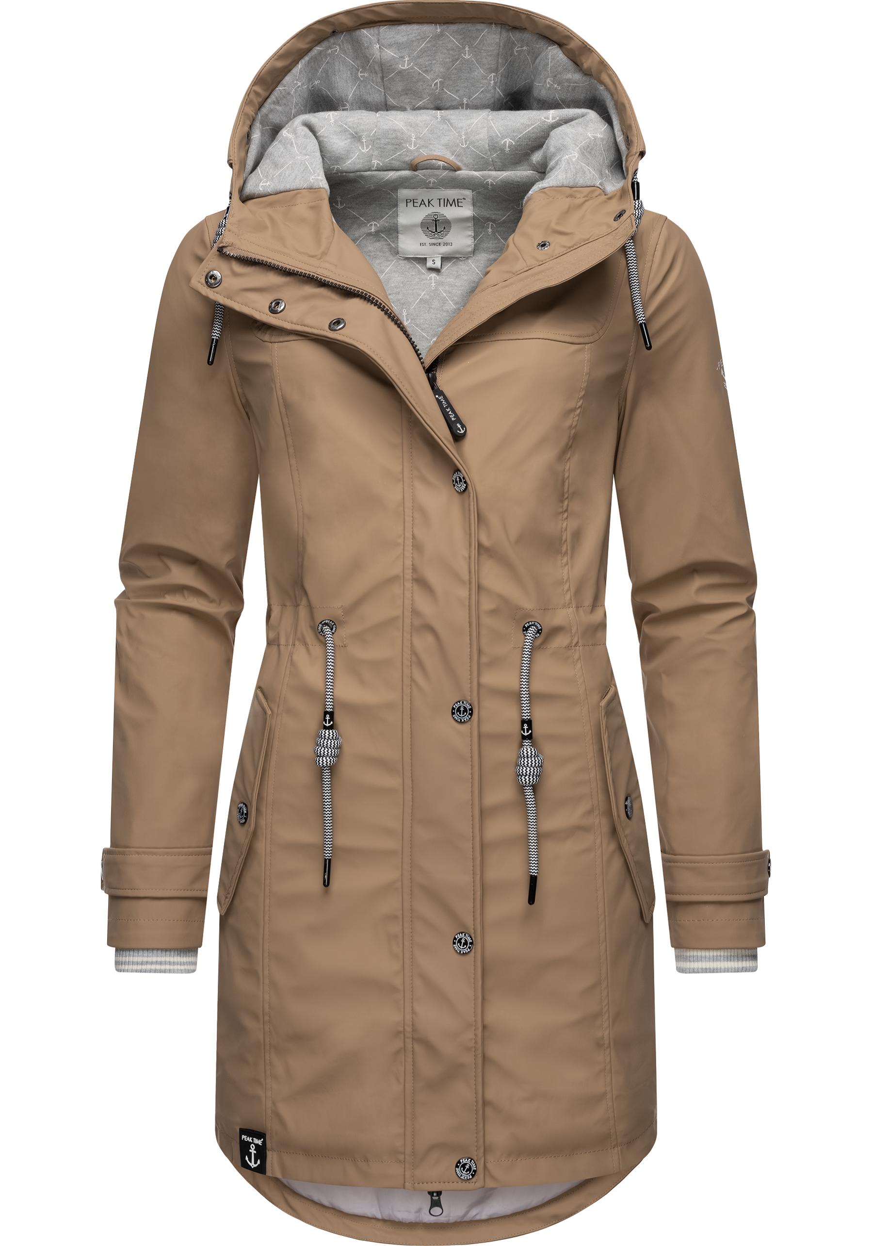 PEAK TIME Regenjacke "L60042" mit Kapuze stylisch taillierter Regenmantel für Damen von Peak Time
