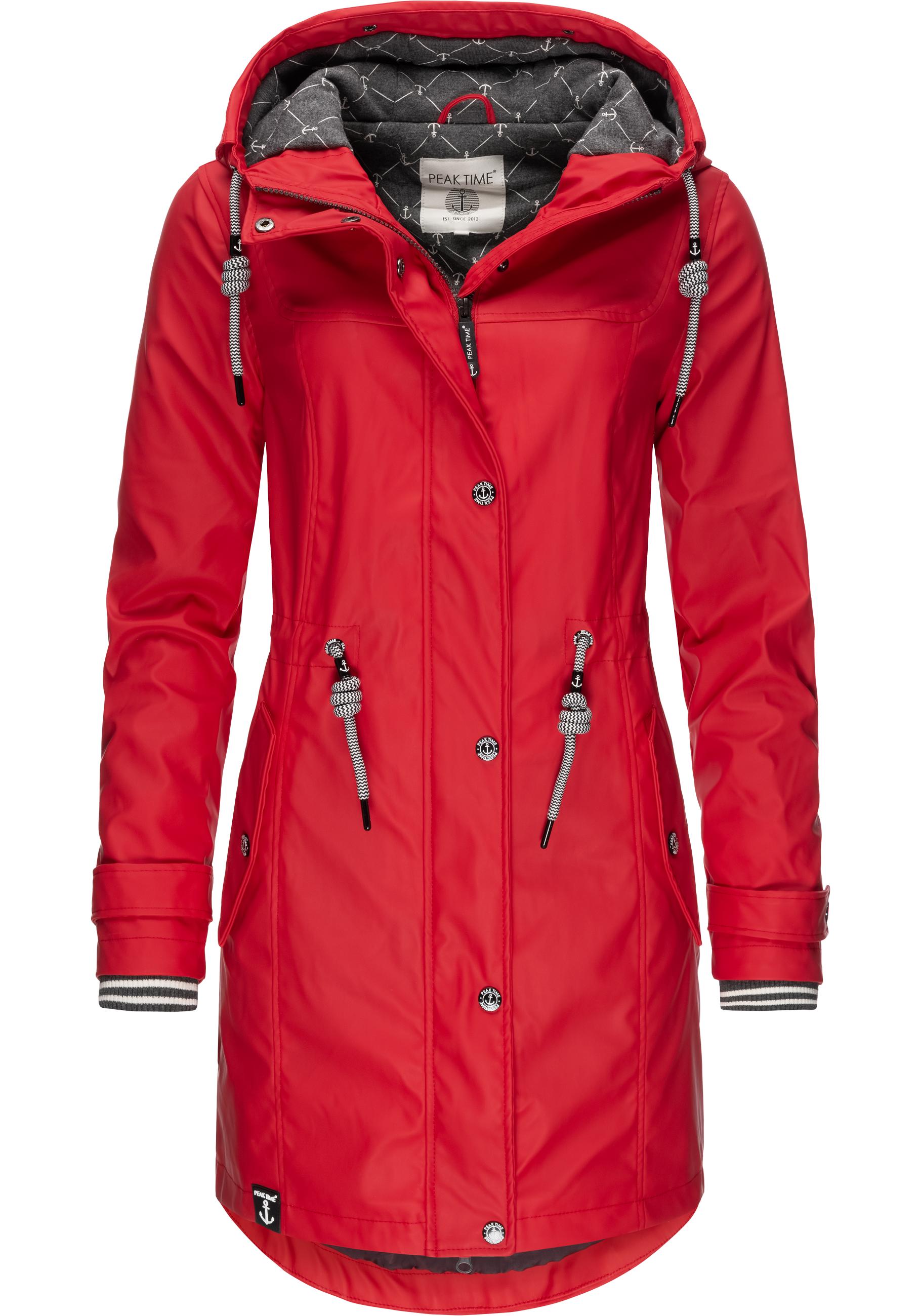 PEAK TIME Regenjacke "L60042" mit Kapuze stylisch taillierter Regenmantel für Damen von Peak Time