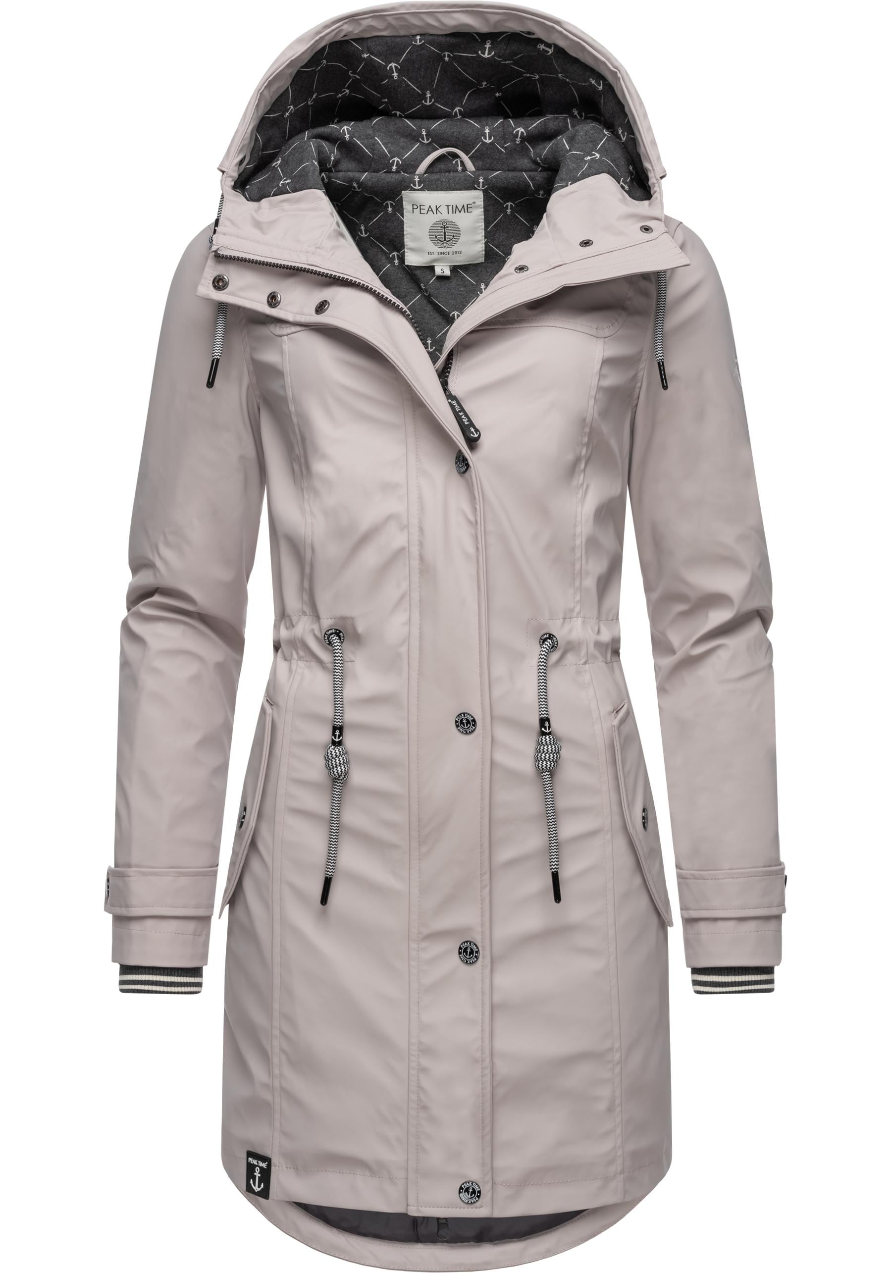 PEAK TIME Regenjacke "L60042" mit Kapuze stylisch taillierter Regenmantel für Damen von Peak Time