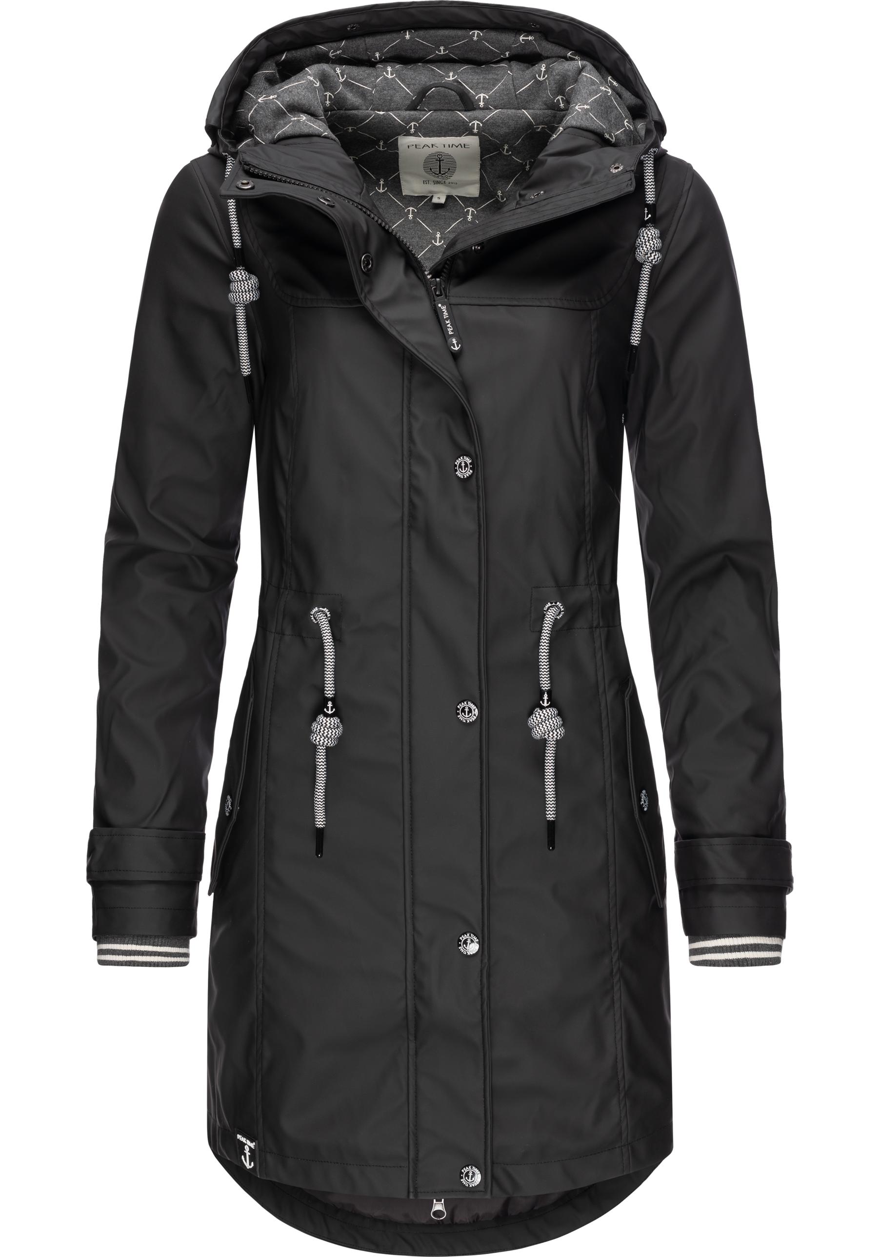 PEAK TIME Regenjacke "L60042" mit Kapuze stylisch taillierter Regenmantel für Damen von Peak Time