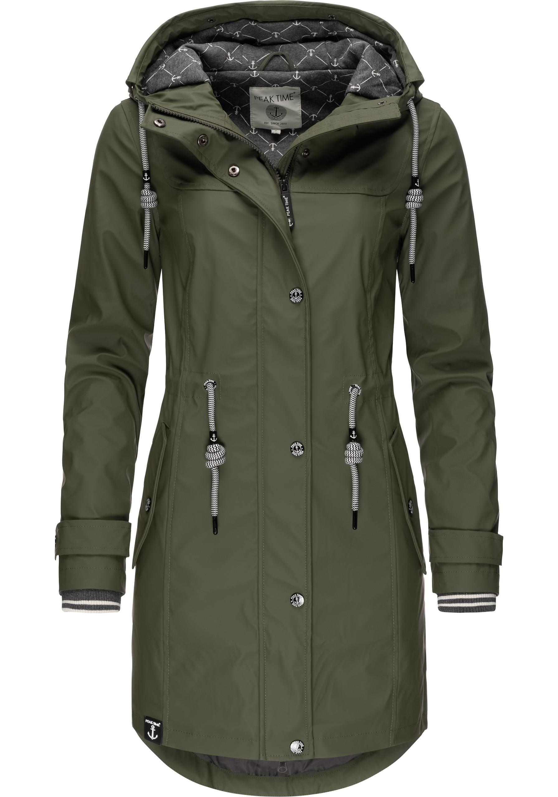 PEAK TIME Regenjacke "L60042" mit Kapuze stylisch taillierter Regenmantel für Damen von Peak Time