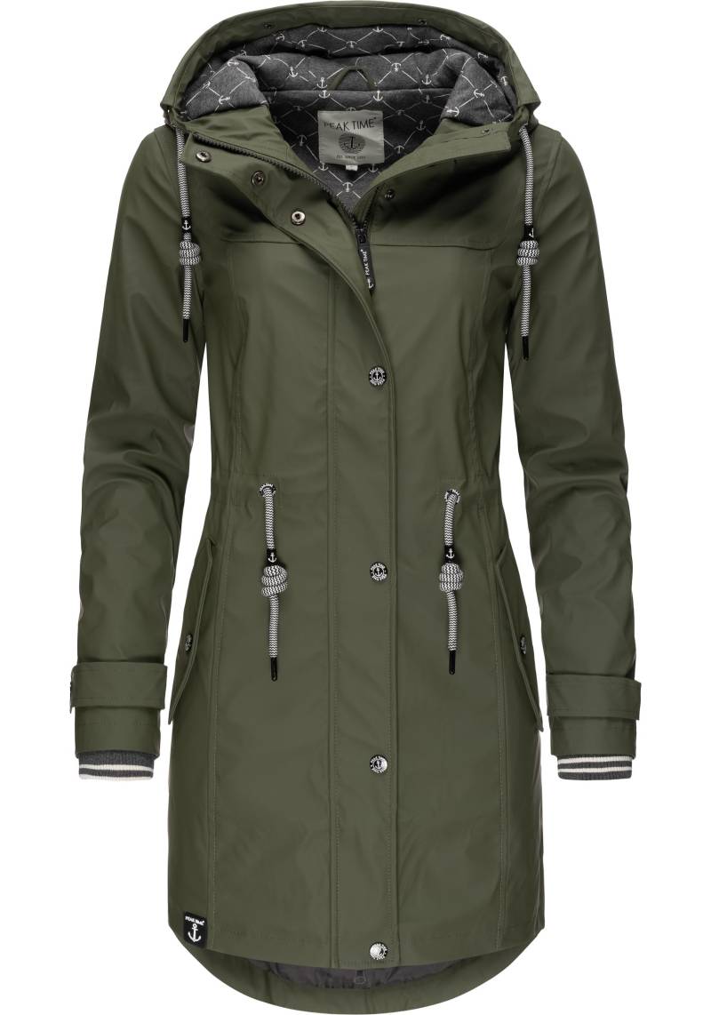 PEAK TIME Regenjacke "L60042" mit Kapuze stylisch taillierter Regenmantel für Damen von Peak Time