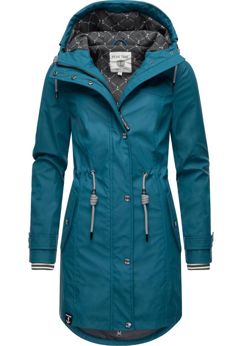 PEAK TIME Regenjacke "L60042" mit Kapuze stylisch taillierter Regenmantel für Damen von Peak Time