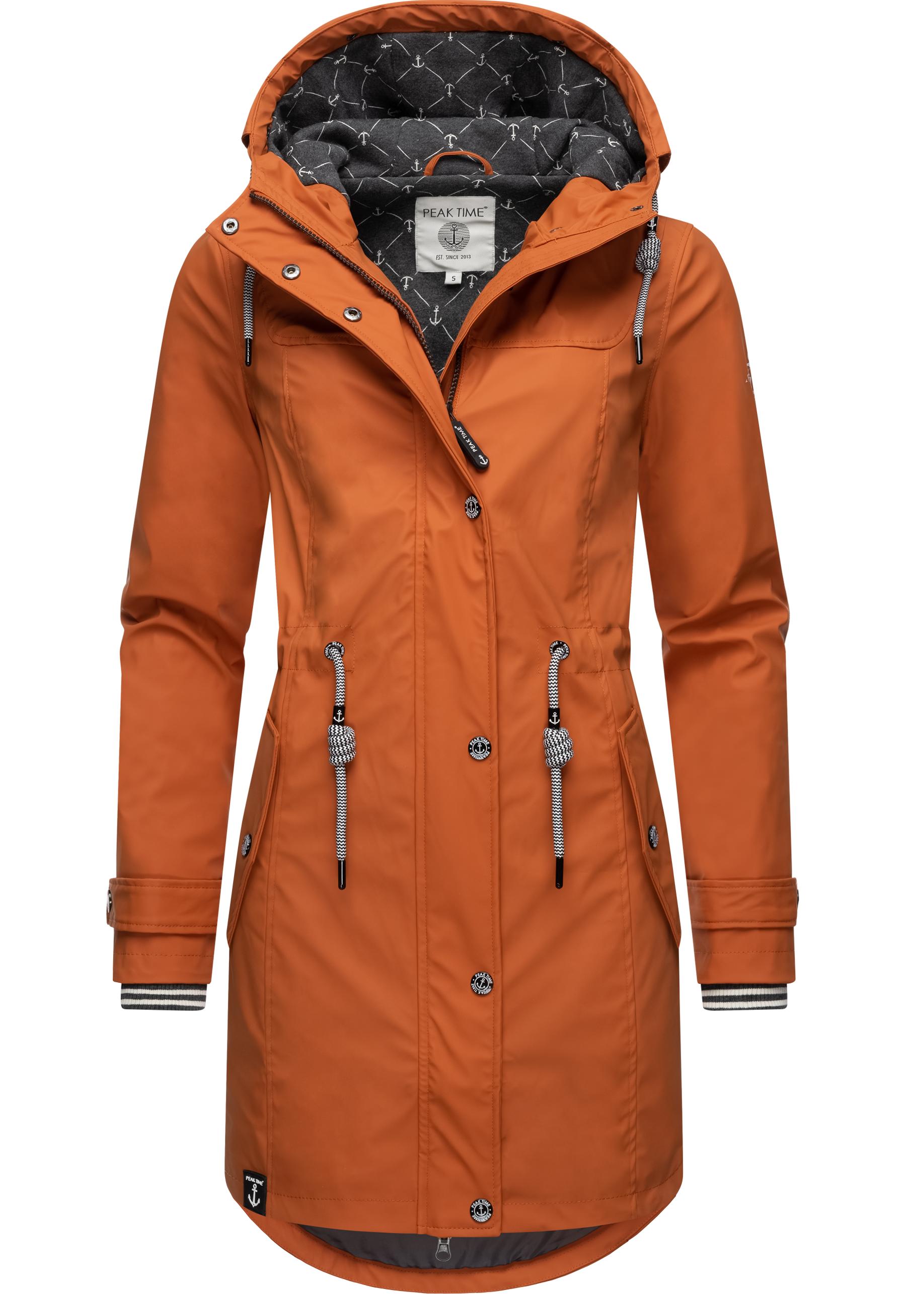 PEAK TIME Regenjacke "L60042" mit Kapuze stylisch taillierter Regenmantel für Damen von Peak Time