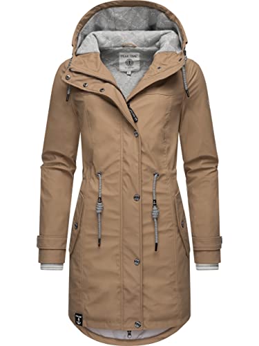 Peak Time Damen Regenjacke Regenmantel Jacke wasserdicht mit Kapuze L60042 Beige22 Gr. XXL von Peak Time