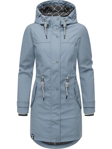 Peak Time Damen Regenjacke Regenmantel Jacke wasserdicht mit Kapuze L60042 Smoke Blue Gr. S von Peak Time