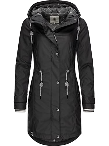 Peak Time Damen Regenjacke Regenmantel Jacke wasserdicht mit Kapuze L60042 Schwarz21 Gr. XXL von Peak Time