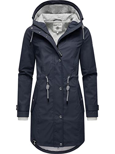 Peak Time Damen Regenjacke Regenmantel Jacke wasserdicht mit Kapuze L60042 India Ink22 Gr. L von Peak Time